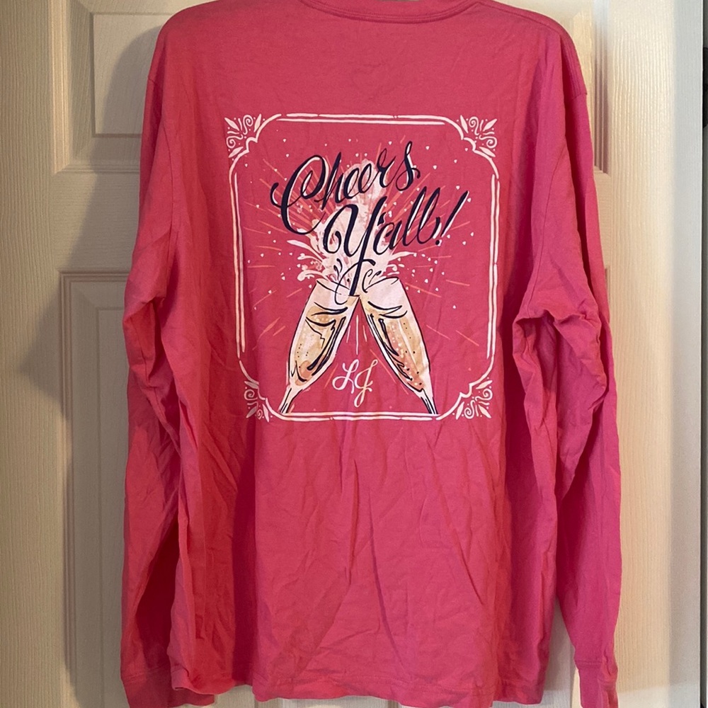 Lauren James Long Sleeve Sweet Tee “Cheers Yall” Champagne